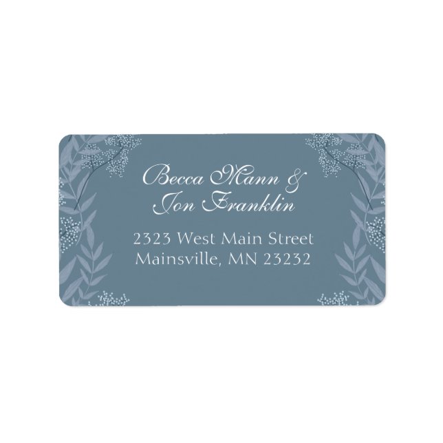 Dusty Blue Wedding Vintage Botanical Address Label (Front)