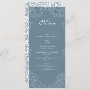 Dusty Blue Wedding Vintage Botanical Menu