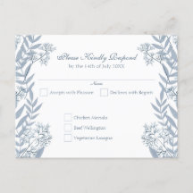 Dusty Blue Wedding Vintage Postcard RSVP