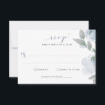 Dusty Blue Wedding Watercolor Soft Floral RSVP Card<br><div class="desc">Dusty Blue Soft Watercolor Floral Wedding RSVP / Response Card: This beautiful design features soft, flowing watercolor flowers in dusty blue / blue-grey with grey leaves and vines. It's paired with a modern, loose calligraphy font. The back has a watercolor-painted look in grey with your names and a sweet message...</div>