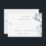Dusty Blue Wedding Watercolor Soft Floral RSVP Card<br><div class="desc">Dusty Blue Soft Watercolor Floral Wedding RSVP / Response Card: This beautiful design features soft, flowing watercolor flowers in dusty blue / blue-grey with grey leaves and vines. It's paired with a modern, loose calligraphy font. The back has a watercolor-painted look in grey with your names and a sweet message...</div>