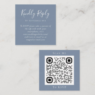 Dusty Blue Wedding Website QR Code RSVP Card