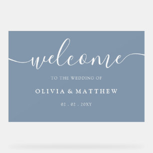 Dusty Blue Wedding Welcome Acrylic Sign