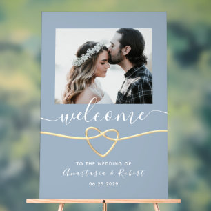Dusty Blue Wedding Welcome Acrylic Sign
