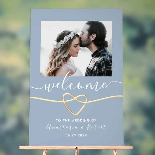 Dusty Blue Wedding Welcome Acrylic Sign (Neutral)