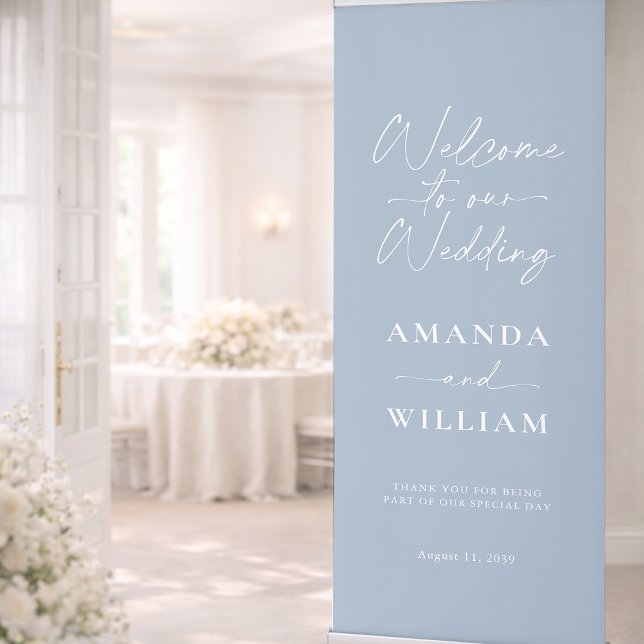 Dusty Blue Wedding Welcome Banner  (Creator Uploaded)