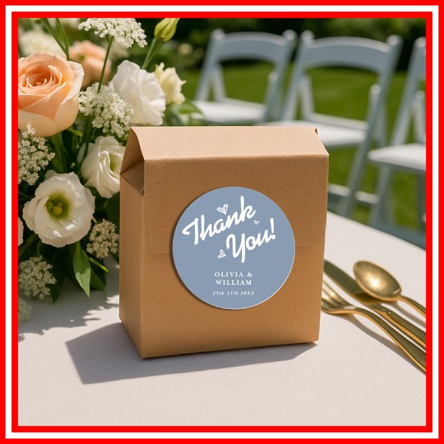 Dusty Blue Wedding | Wildflower Classic Round Sticker (Creator Uploaded)