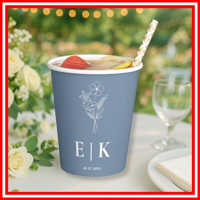 Dusty Blue Wedding | Wildflower Paper Cups (Creator Uploaded)