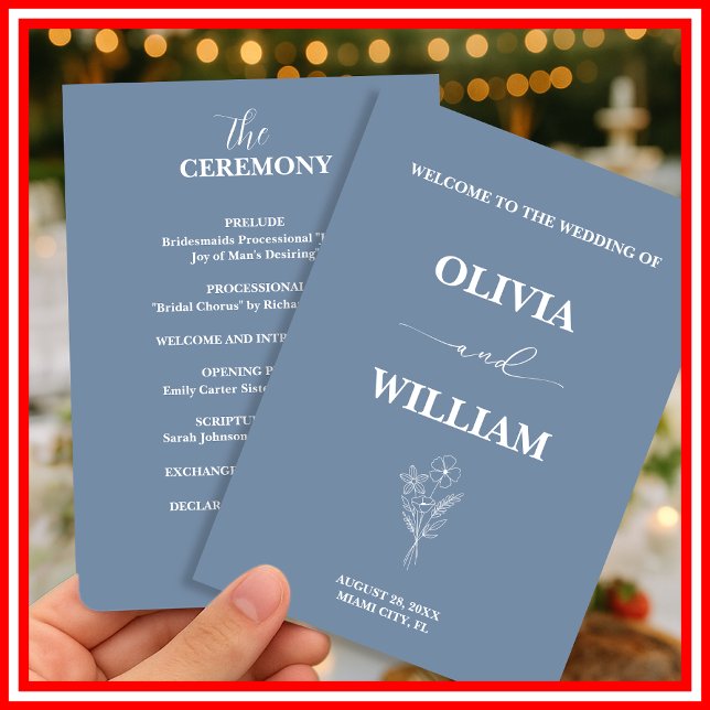 Dusty Blue Wedding | Wildflower Program Programme (Creator Uploaded)