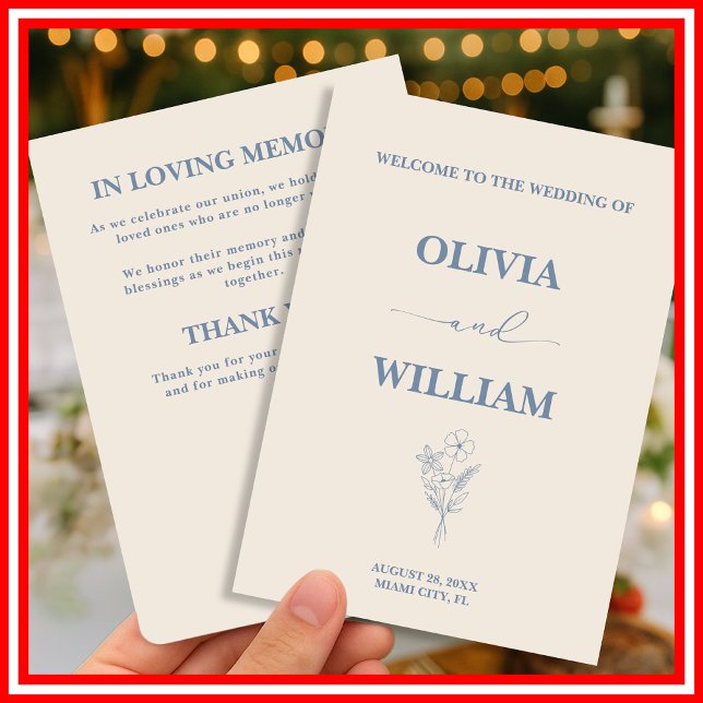 Dusty Blue Wedding Wildflower Programme (Creator Uploaded)