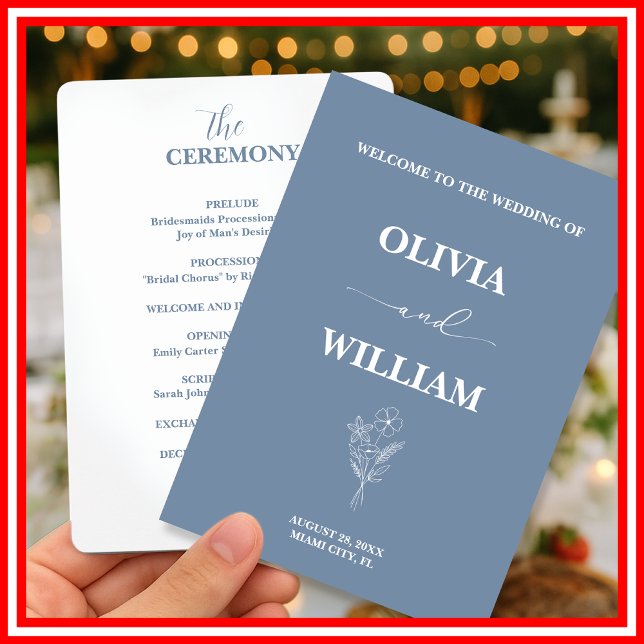 Dusty Blue Wedding Wildflower Programme (Creator Uploaded)