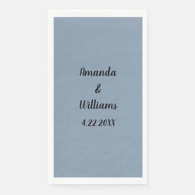 Dusty Blue Weddings Bachelorette Party Custom Name Napkin (Front)