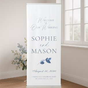 Dusty Blue Welcome to Our Wedding Retractable Banner