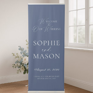 Dusty Blue Welcome to Our Wedding Retractable Banner