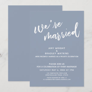 Dusty Blue We're Married Post-Wedding Reception Invitation