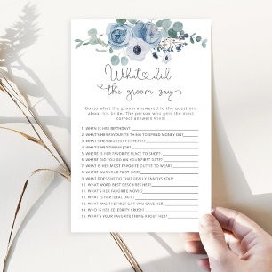 Dusty blue What did the groom say bridal game