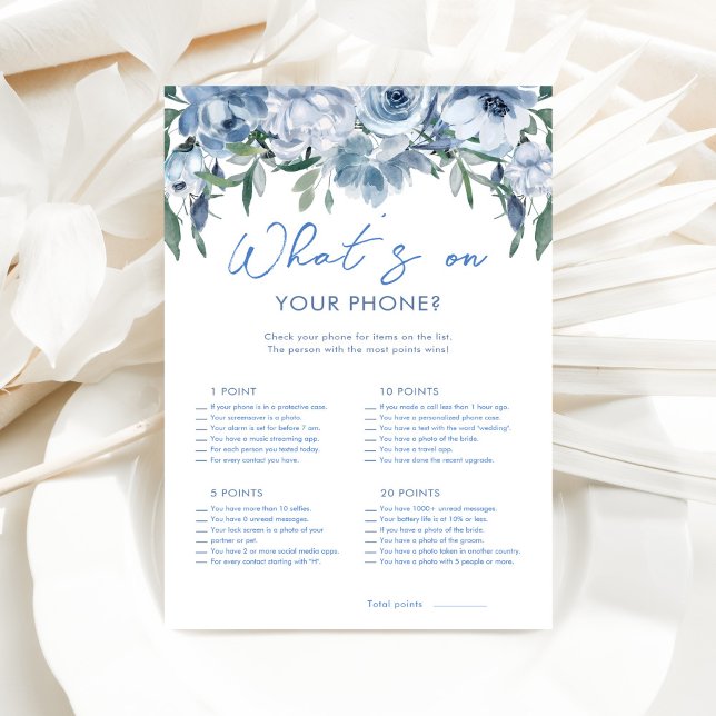 Dusty Blue What's On Your Phone Bridal Shower Game (Creator Uploaded)