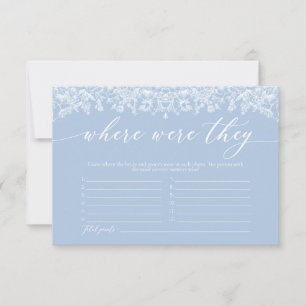 Dusty Blue Where Were They Bridal Shower Game Invitation