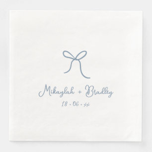 Dusty Blue Whimsical Bow Personalised Wedding  Napkin
