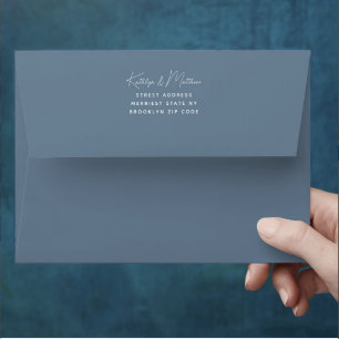 Dusty Blue Whimsical Script Minimalist Modern  Envelope