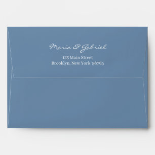 Dusty blue Whimsical Script Return Address Wedding Envelope