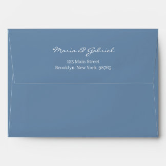 Dusty blue Whimsical Script Return Address Wedding Envelope