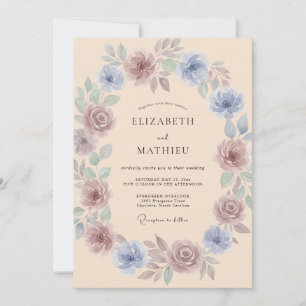 Dusty Blue Whimsical Spring Wedding Invitation