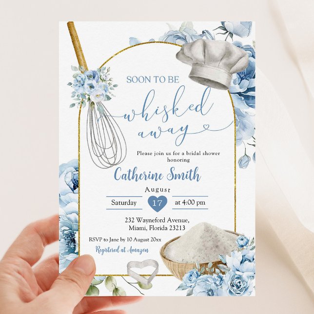 Dusty Blue Whisked Away Bridal Shower Invitation (Creator Uploaded)