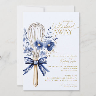 Dusty Blue Whisked Away Toile Bridal Shower Invitation