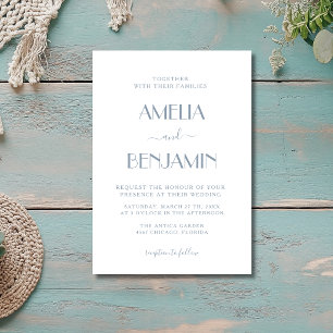 Dusty Blue & White Budget Guiet Clean Invitation