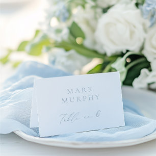 Dusty Blue & White Calligraphy Wedding Place Card