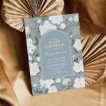 Dusty Blue White Chinoiserie Floral Baby Shower Invitation<br><div class="desc">This chinoiserie-inspired design features elegant botanical florals,  birds and greenery in dusty blue and off white. Personalise the invite with your details and if you want to further re-arrange the style and placement of the text,  please press the "Click to customise further" button.</div>
