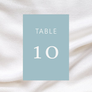 Dusty blue white classic wedding table number