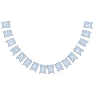 Dusty Blue White Cross Boy Baptism Bunting Flags