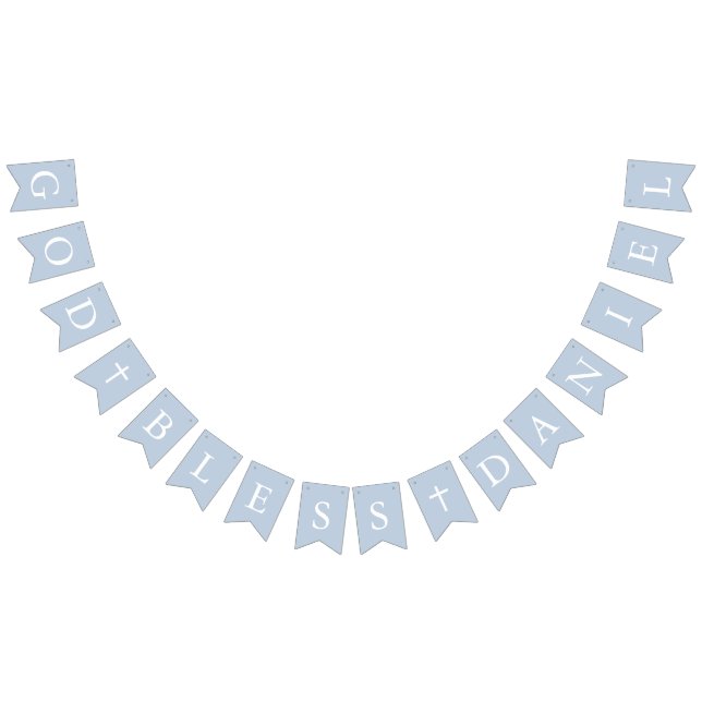 Dusty Blue White Cross Boy Baptism Bunting Flags (All)