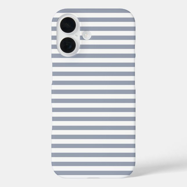 Dusty Blue & White Cute Horizontal Striped Case-Mate iPhone Case (Back)