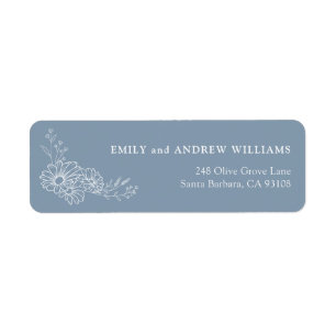 Dusty Blue White Daisy Wedding Return Address