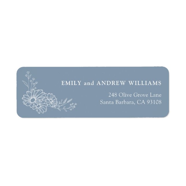 Dusty Blue White Daisy Wedding Return Address (Front)