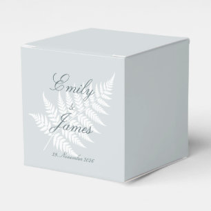 Dusty Blue White Fern Classic Wedding Party Favour Box