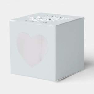Dusty Blue White Fern Heart Wedding Party Favour Box