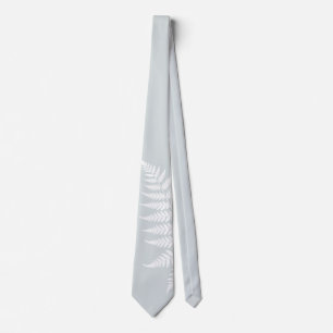 Dusty Blue White Fern Simply Elegant Wedding Tie
