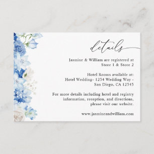 Dusty Blue & White Floral Details Enclosure Card