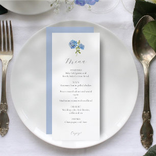 Dusty Blue & White Floral Hydrangea Wedding Menu