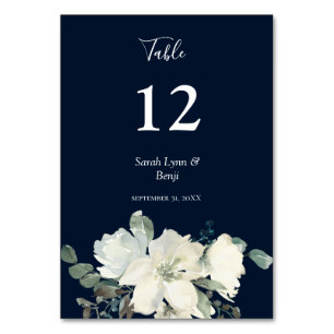 Dusty Blue & White Floral- Navy V2 Table Number