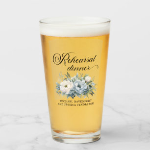 Dusty Blue White Floral Rehearsal Dinner Glass