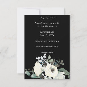 Dusty Blue & White Floral V3- Black Save The Date