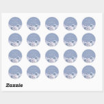 Dusty Blue & White Floral Wedding Classic Round Sticker<br><div class="desc">Dusty Blue & White Floral Wedding Classic Round Sticker

Follow our store for lots more invitations and designs</div>