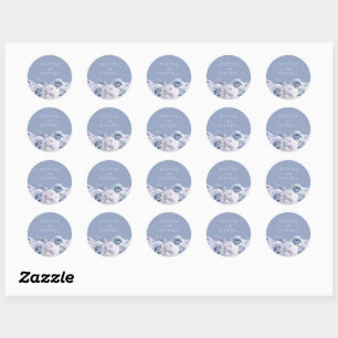 Dusty Blue & White Floral Wedding Classic Round Sticker