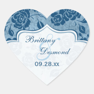 Dusty Blue, White Floral Wedding Favour Sticker