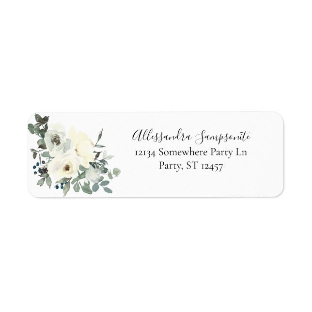 Dusty Blue & White Floral- White Sm Return Address (Front)
